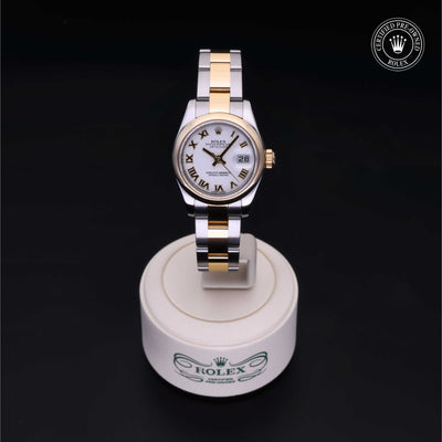 Rolex Certified Pre-owned Lady Datejust M179163-0141 front on black background