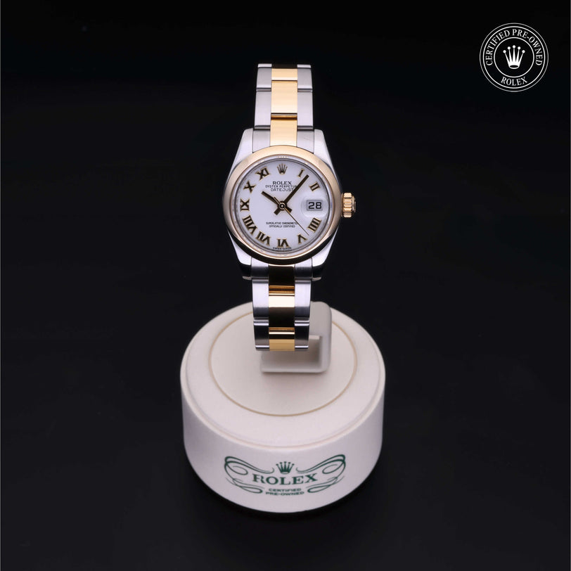 Rolex Certified Pre-owned Lady Datejust M179163-0141 front on black background