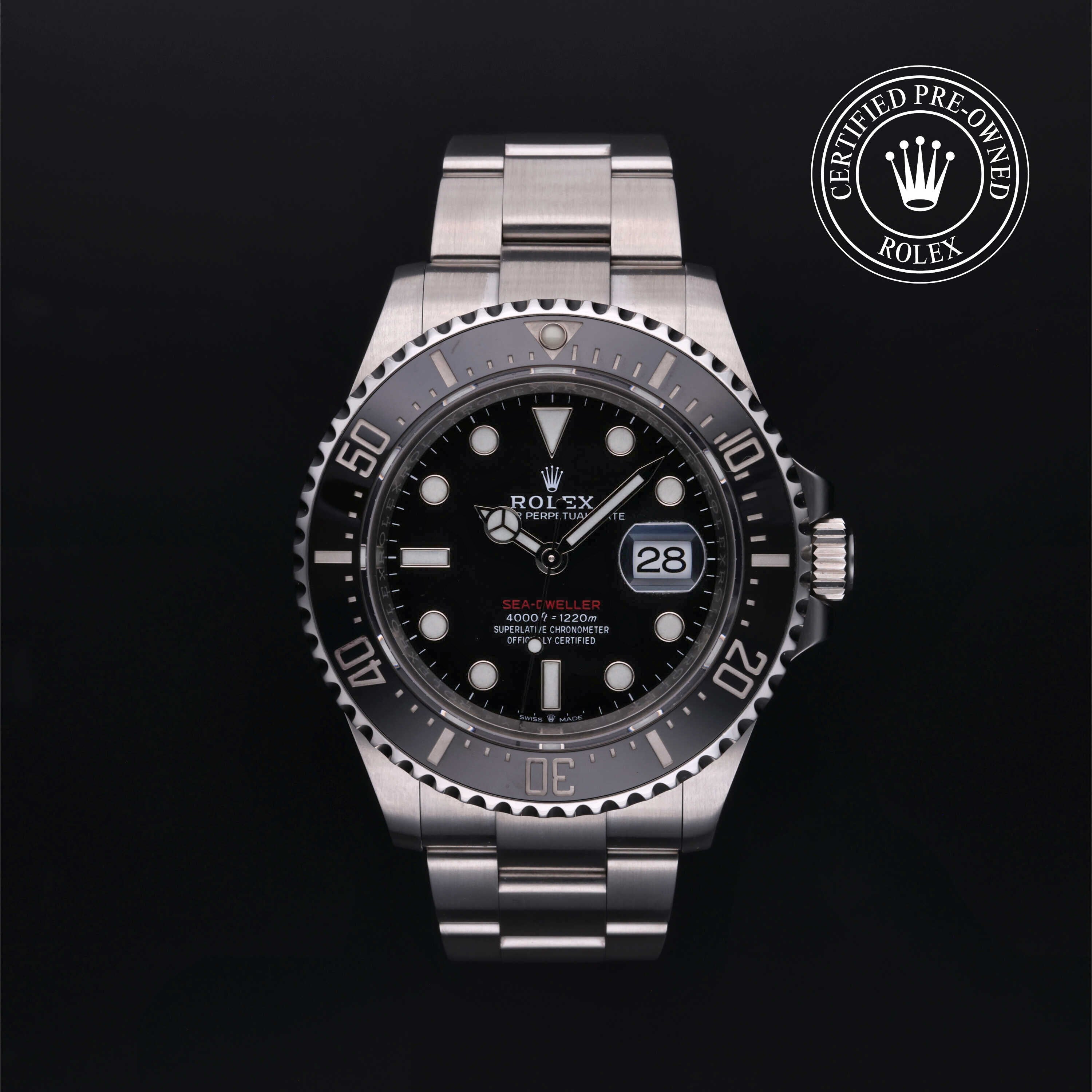 Rolex Certified Pre-owned Sea-Dweller M126600-0001 front on black background