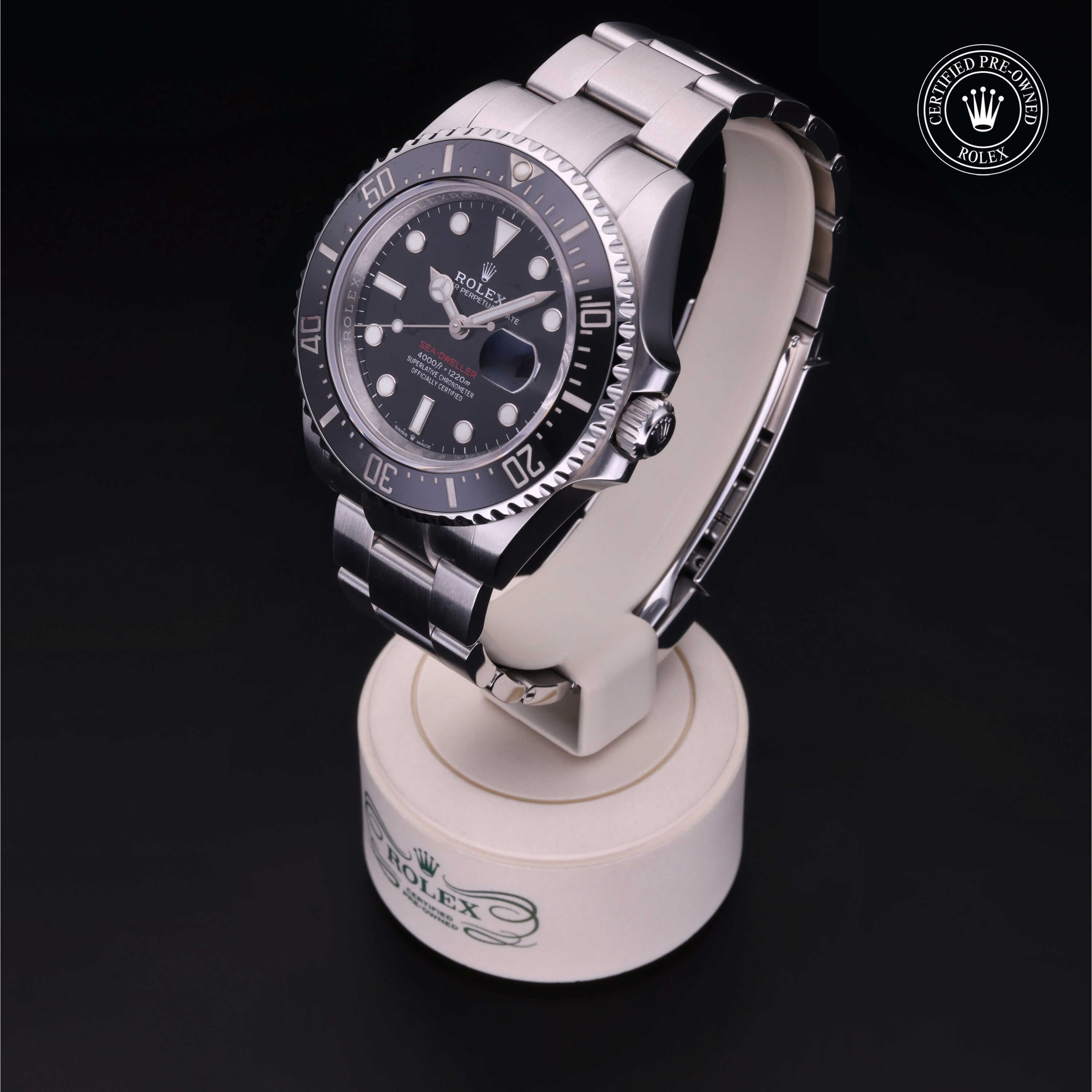 Rolex Certified Pre-owned Sea-Dweller M126600-0001 front on black background