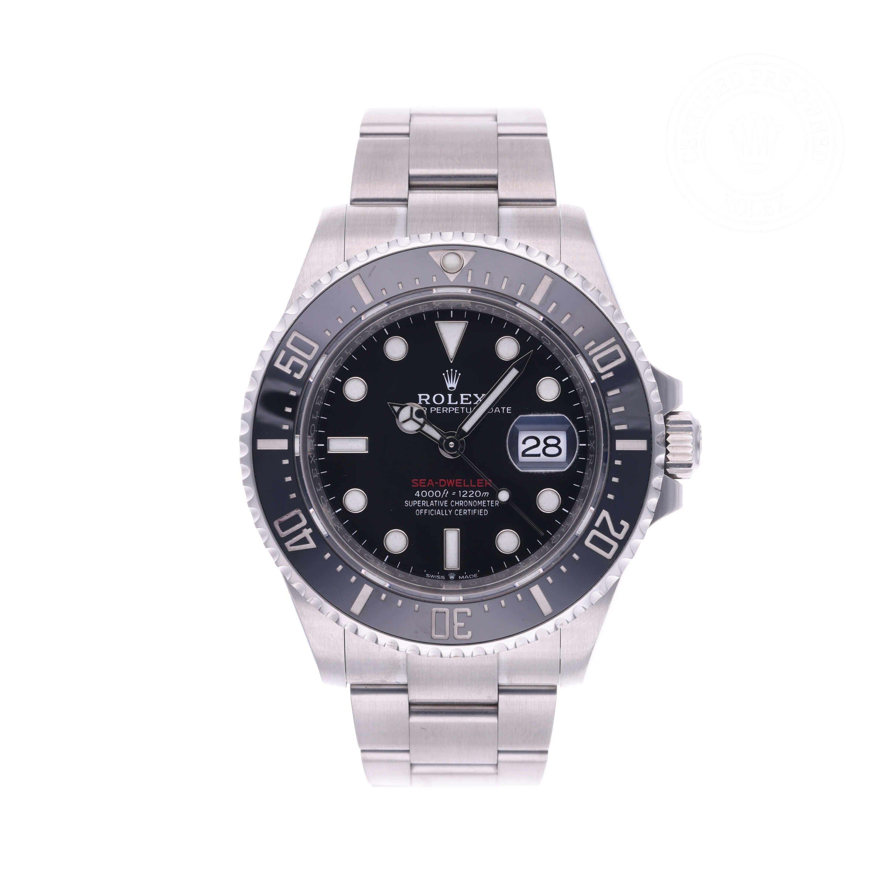 Rolex Certified Pre-owned Sea-Dweller M126600-0001 front on white background