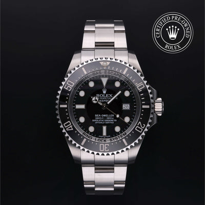 Rolex Certified Pre-owned Sea-Dweller M116660-0001 front on black background