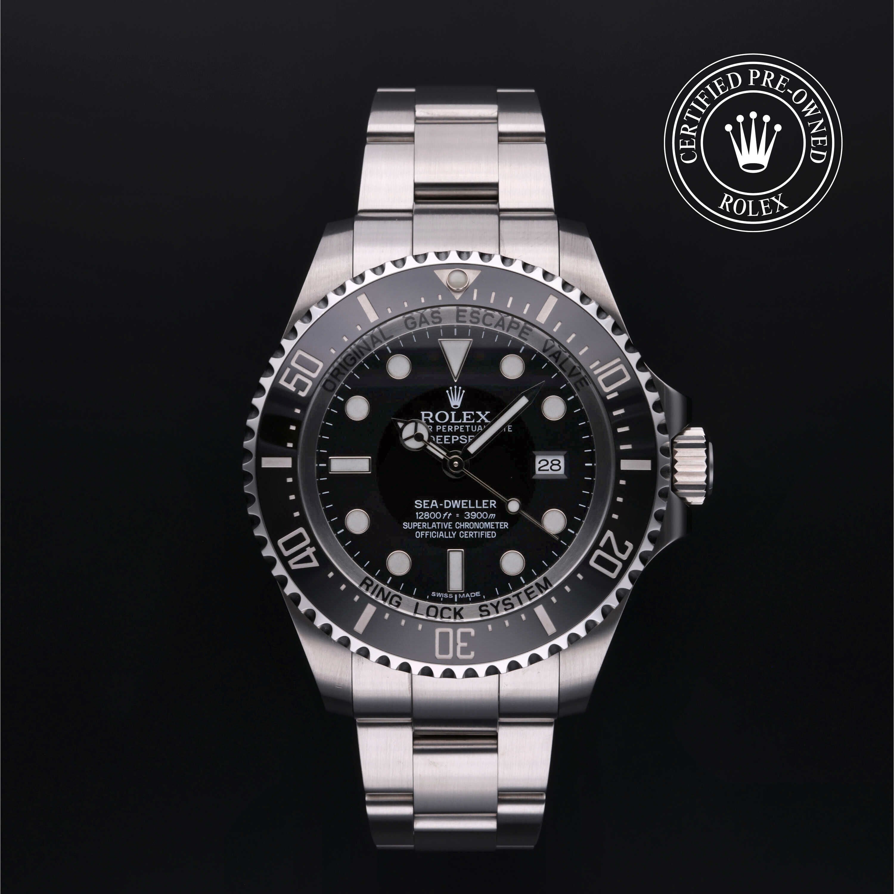 Rolex Certified Pre-owned Sea-Dweller M116660-0001 front on black background