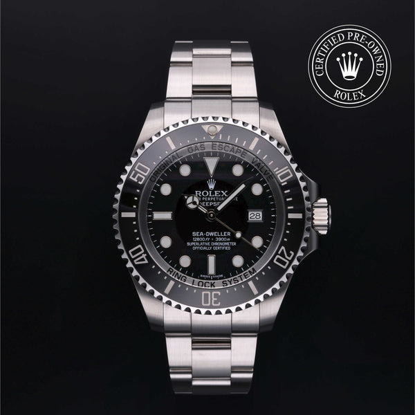Rolex Certified Pre-owned Sea-Dweller M116660-0001 front on black background