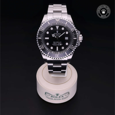Rolex Certified Pre-owned Sea-Dweller M116660-0001 front on black background