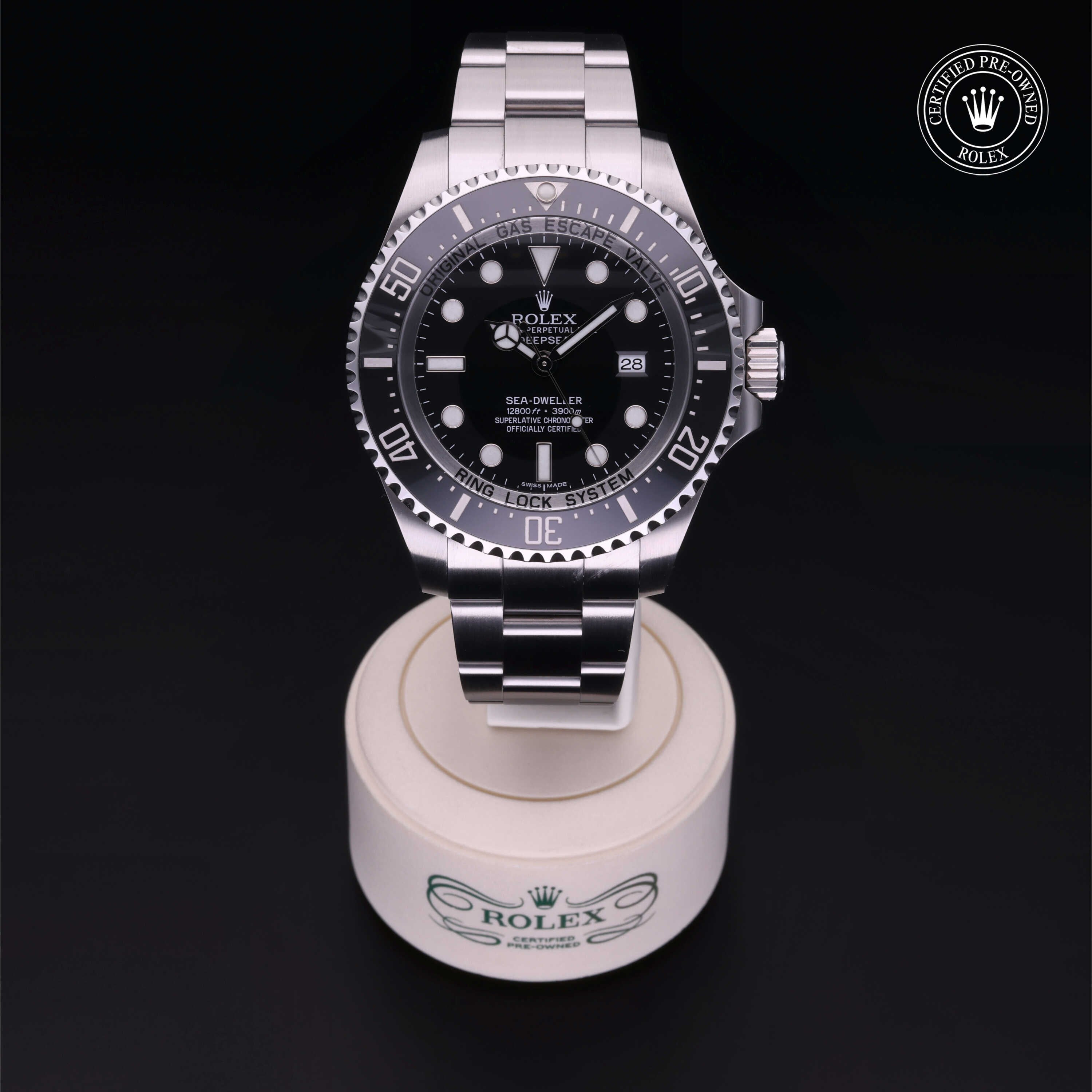 Rolex Certified Pre-owned Sea-Dweller M116660-0001 front on black background
