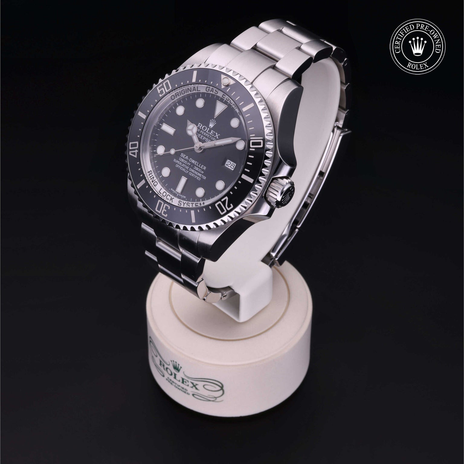 Rolex Certified Pre-owned Sea-Dweller M116660-0001 front on black background