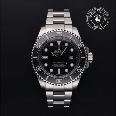 Rolex Certified Pre-owned Sea-Dweller M116660-0001 front on black background