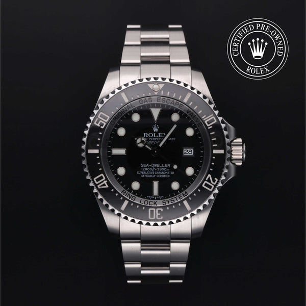 Rolex Certified Pre-owned Sea-Dweller M116660-0001 front on black background