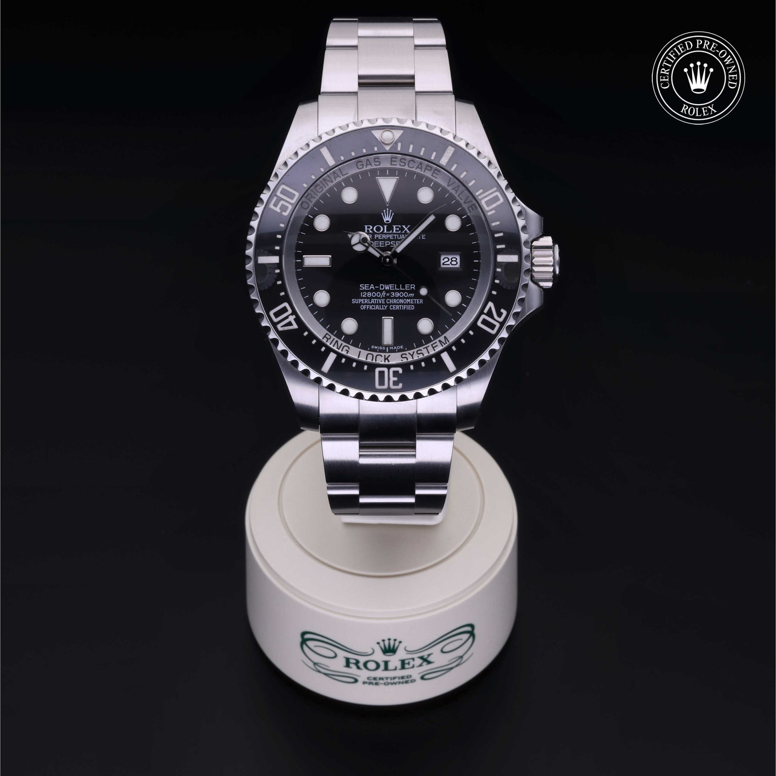 Rolex Certified Pre-owned Sea-Dweller M116660-0001 front on black background