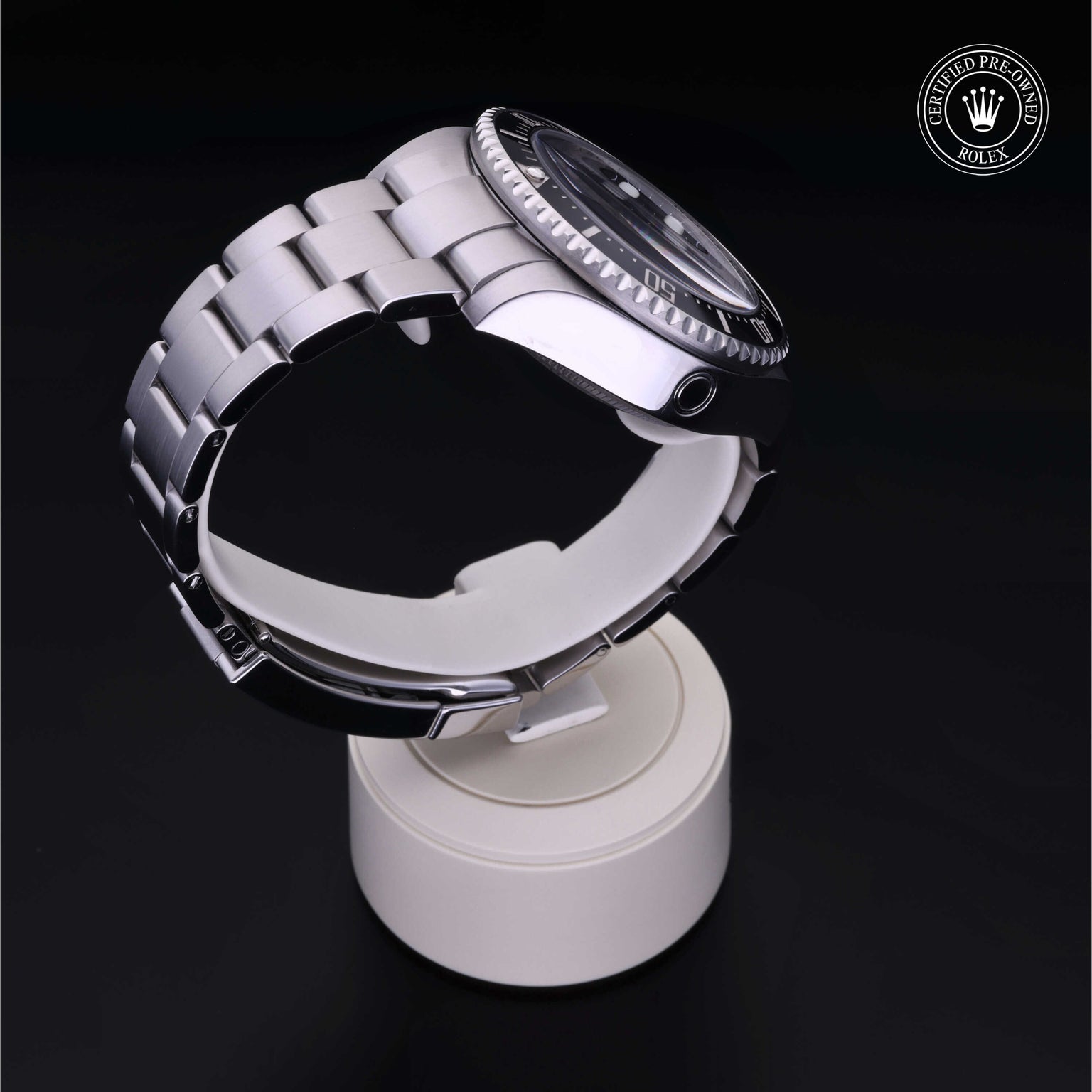 Rolex Certified Pre-owned Sea-Dweller M116660-0001 front on black background