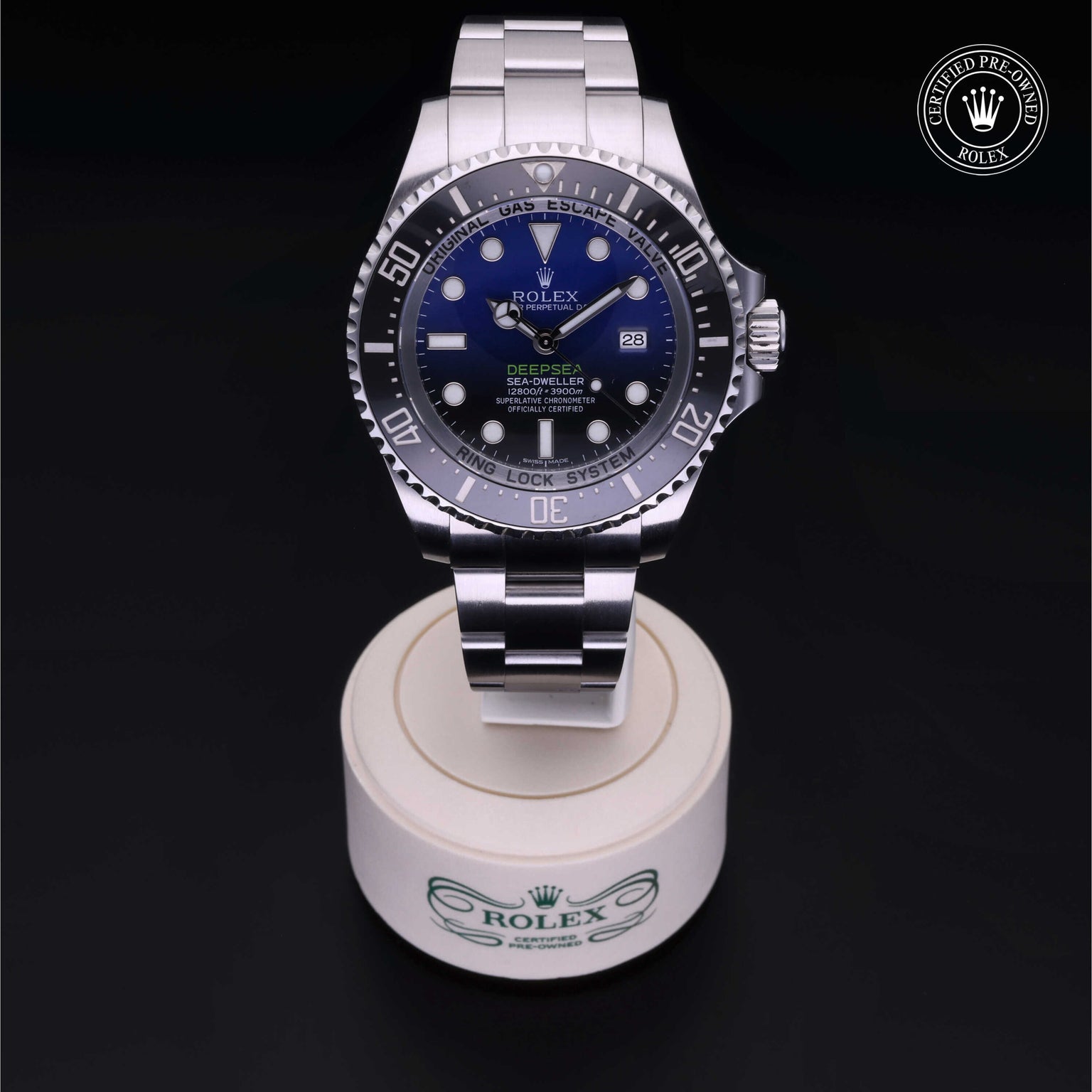 Rolex Certified Pre-owned Sea-Dweller M116660-0003 front on black background