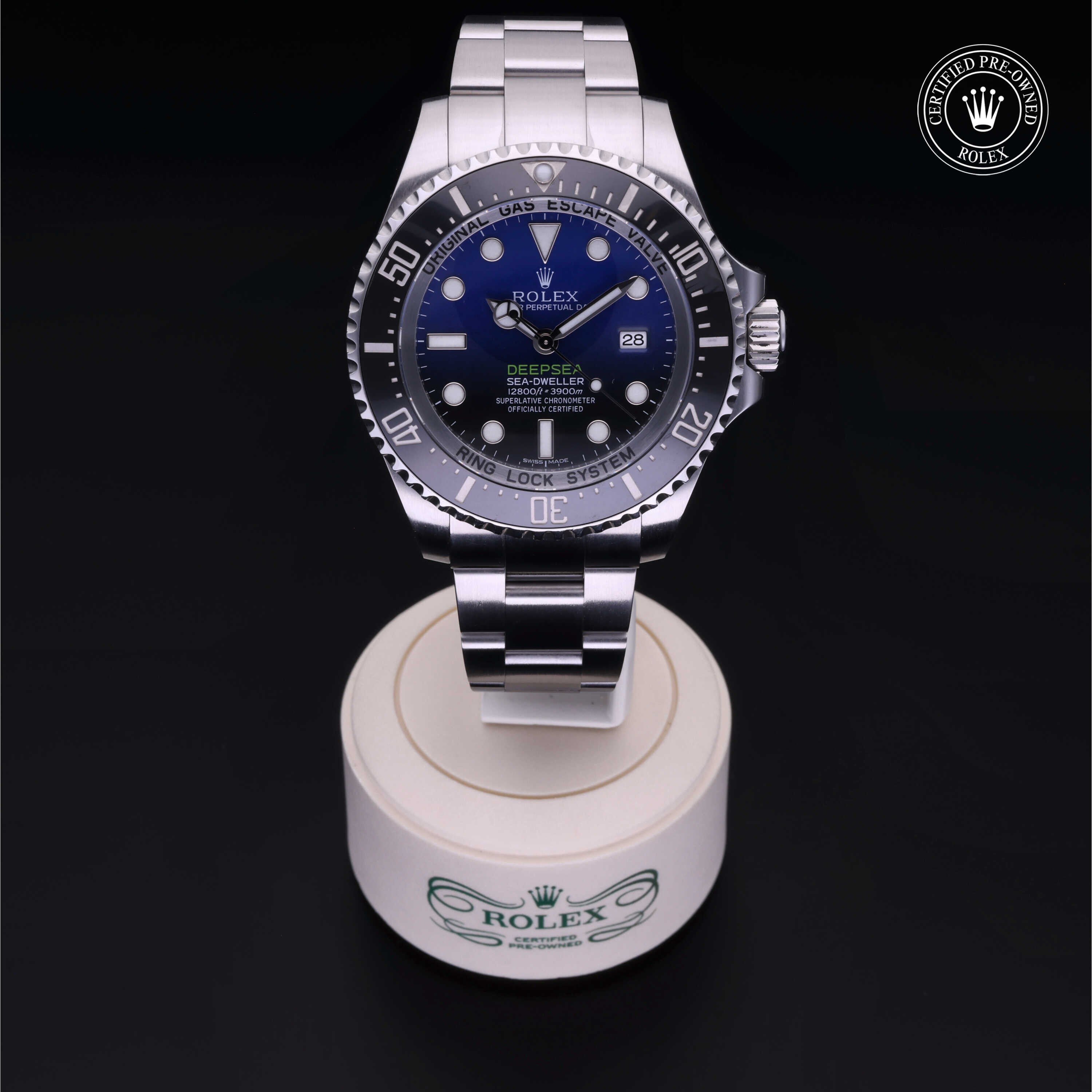 Rolex Certified Pre-owned Sea-Dweller M116660-0003 front on black background