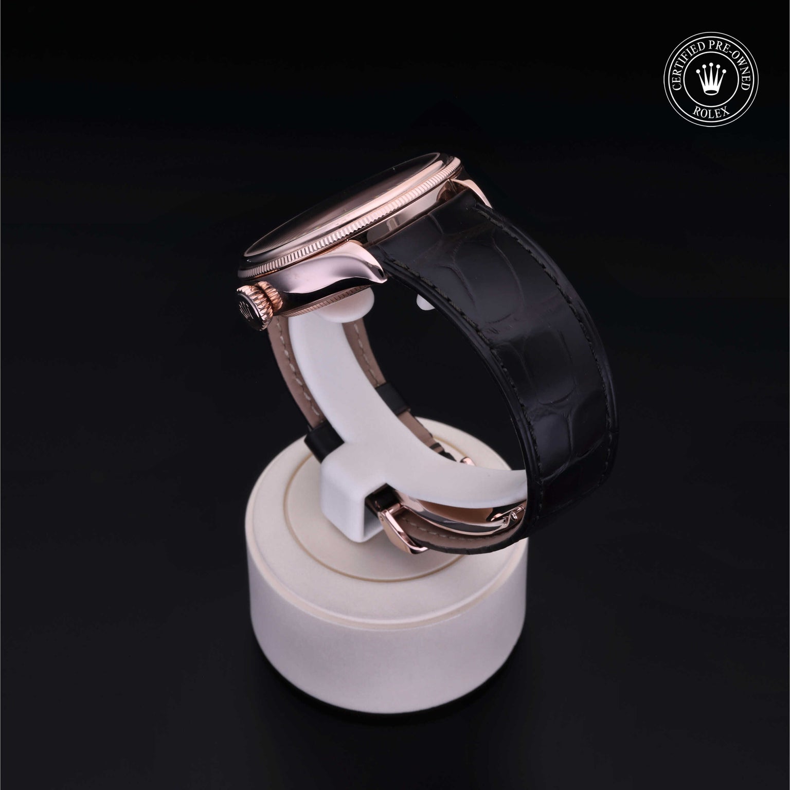 Rolex Certified Pre-owned Cellini M50535-0002 front on black background