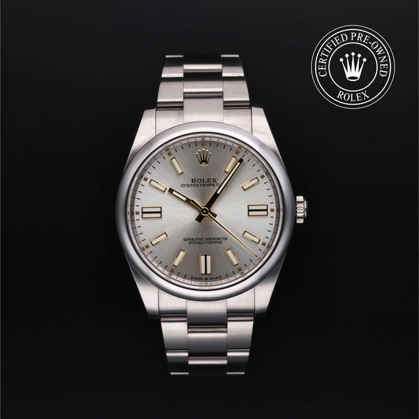 Rolex CPO Oyster Perpetual M124300 front on white background