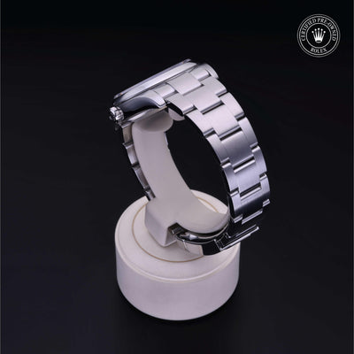 Rolex Certified Pre-owned Oyster Perpetual M116000-0005 front on black background