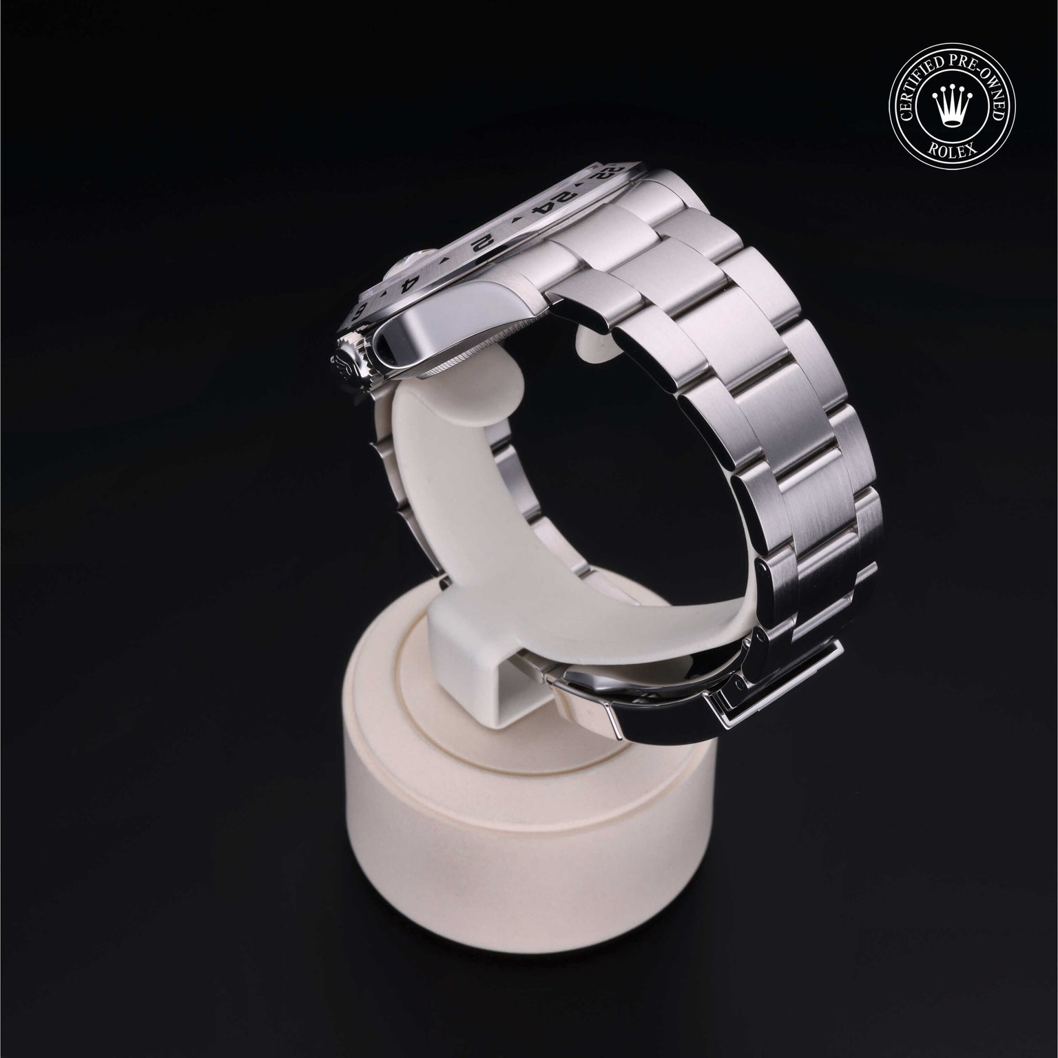 Rolex Certified Pre-owned Explorer II M226570-0001 front on black background