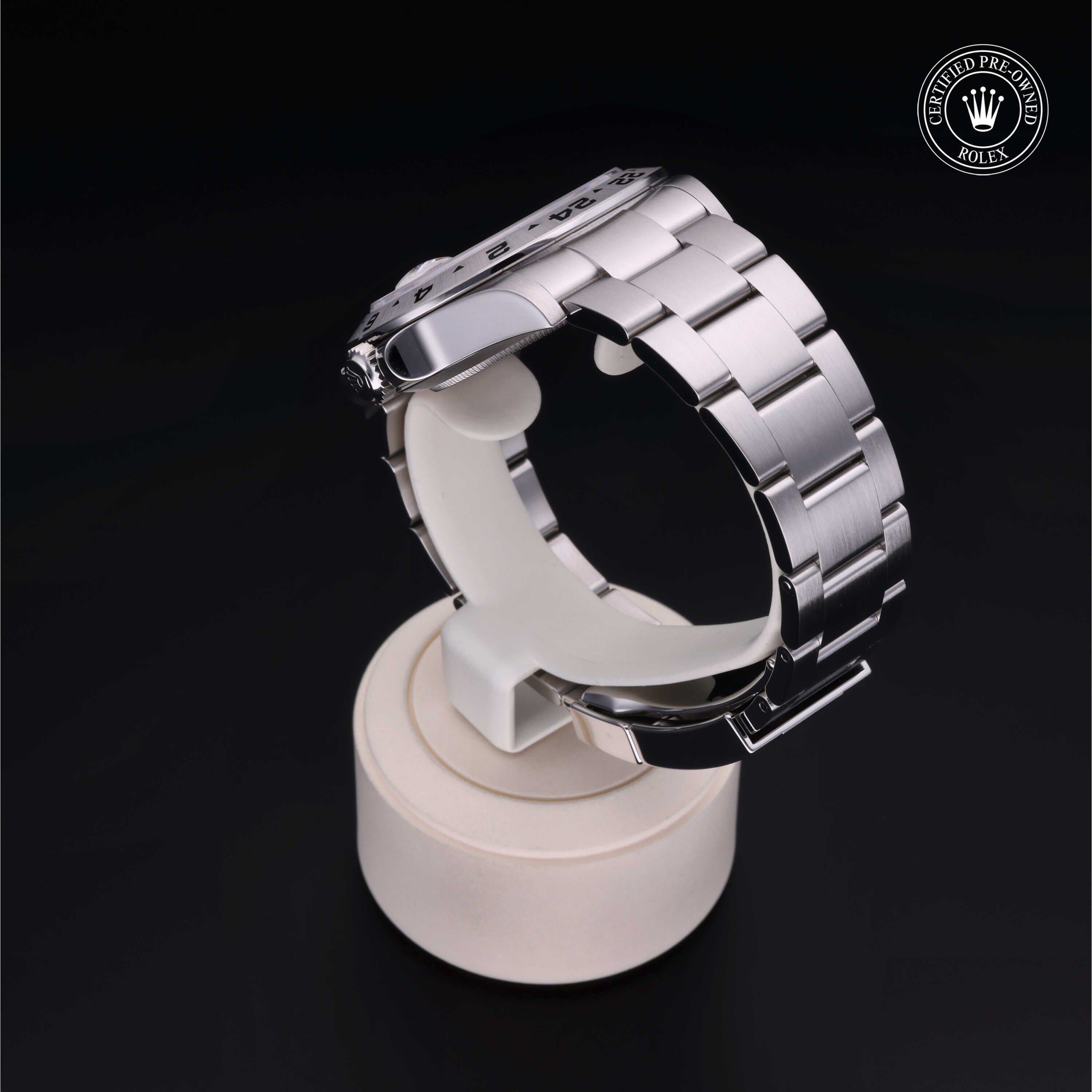 Rolex Certified Pre-owned Explorer II M226570-0001 front on black background