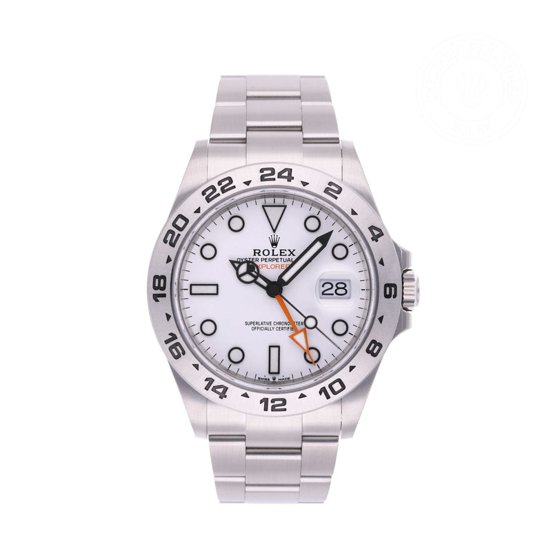 Rolex Certified Pre-owned Explorer II M226570-0001 front on white background