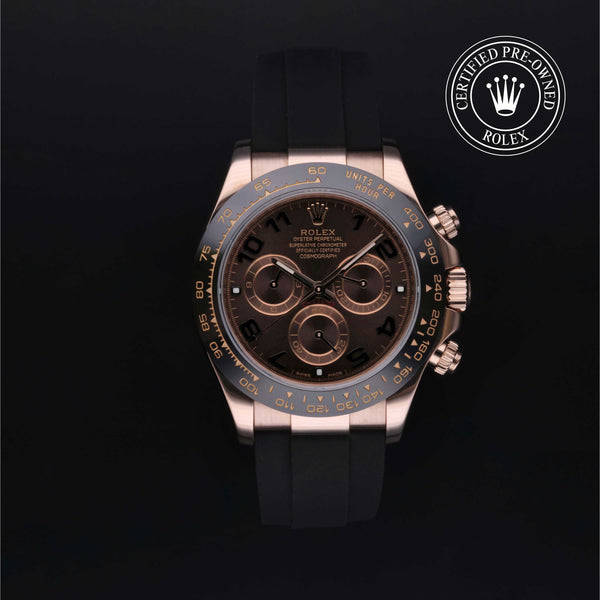 Rolex Certified Pre-owned Daytona M116515LN-0015 front on black background