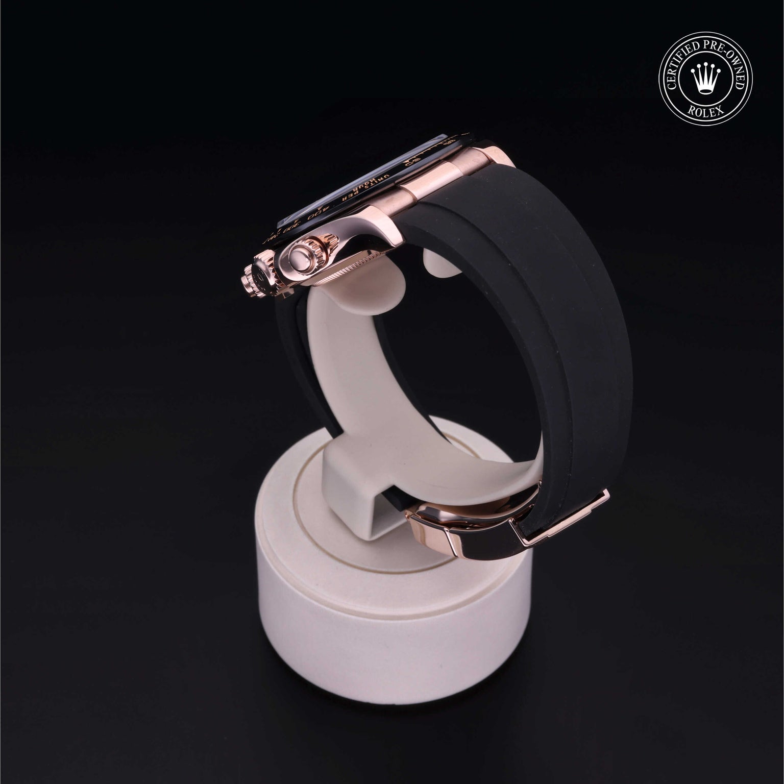 Rolex Certified Pre-owned Daytona M116515LN-0015 front on black background