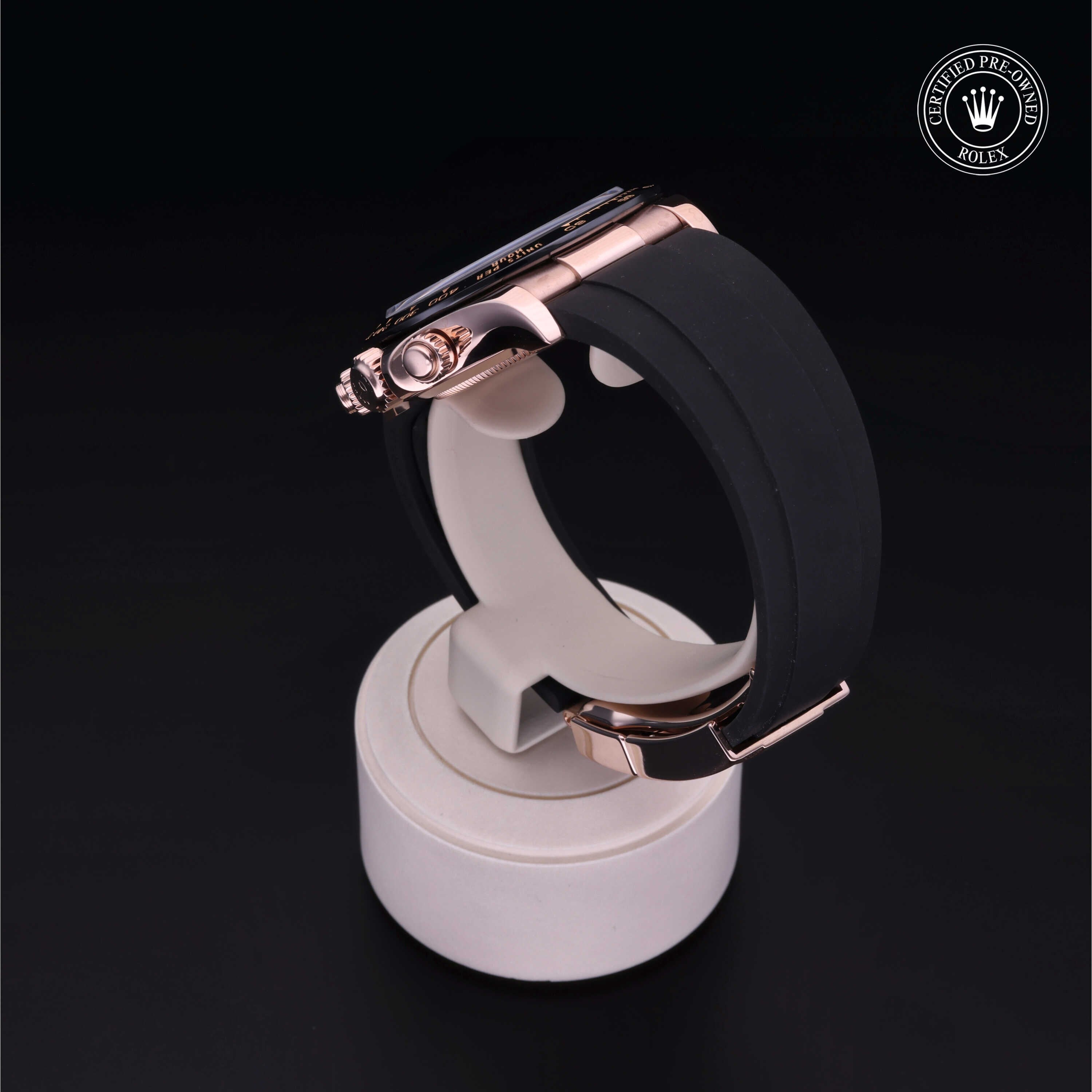 Rolex Certified Pre-owned Daytona M116515LN-0015 front on black background