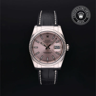 Rolex Certified Pre-owned Datejust M116139-0033 front on black background