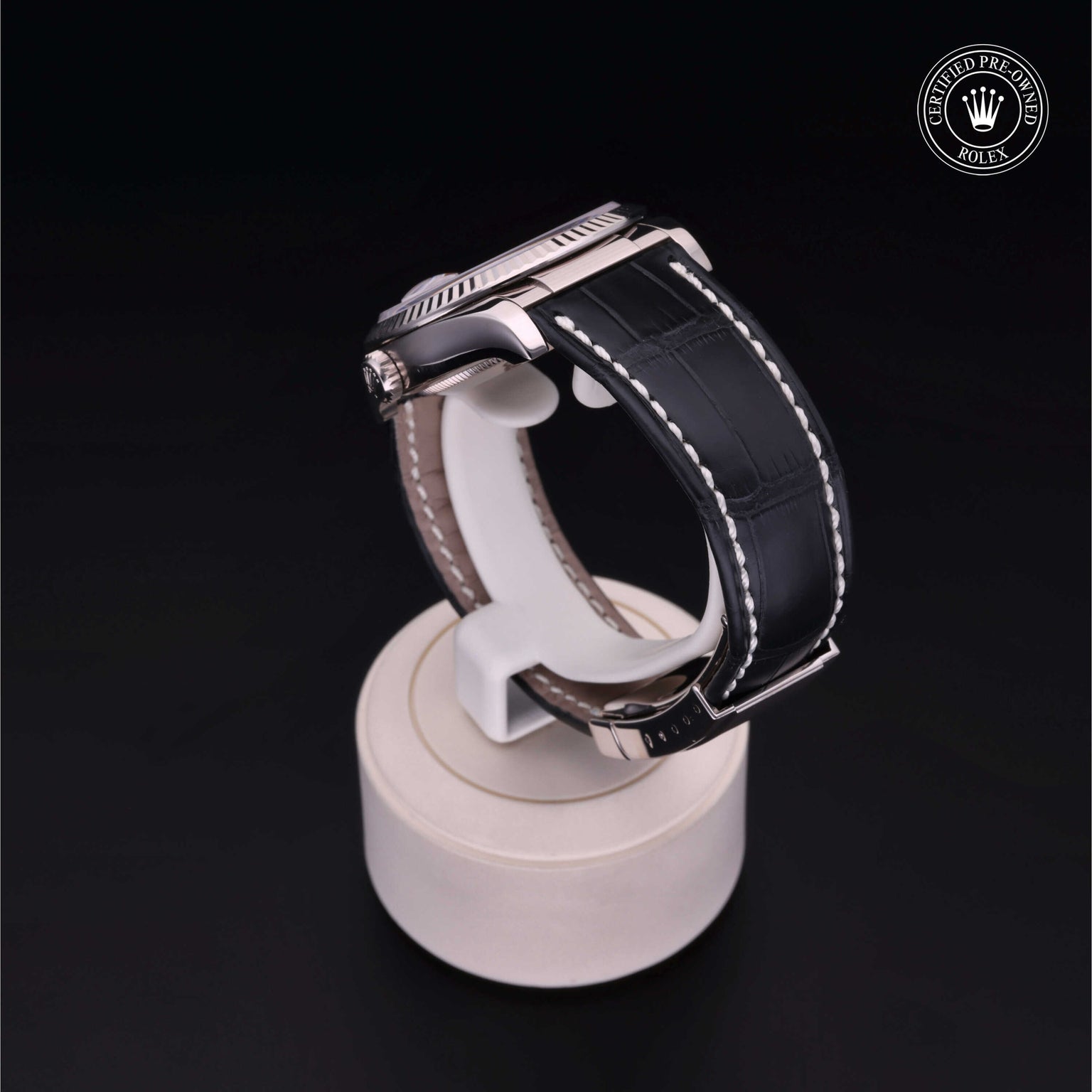 Rolex Certified Pre-owned Datejust M116139-0033 front on black background