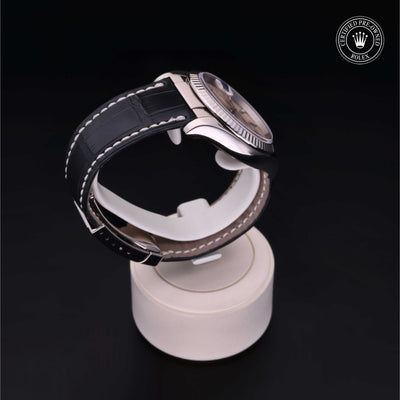 Rolex Certified Pre-owned Datejust M116139-0033 front on black background