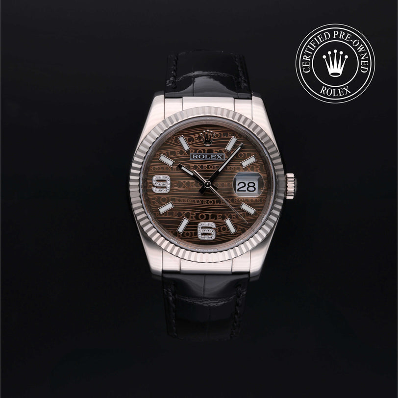 Rolex Certified Pre-owned Datejust M116139-0164 front on black background