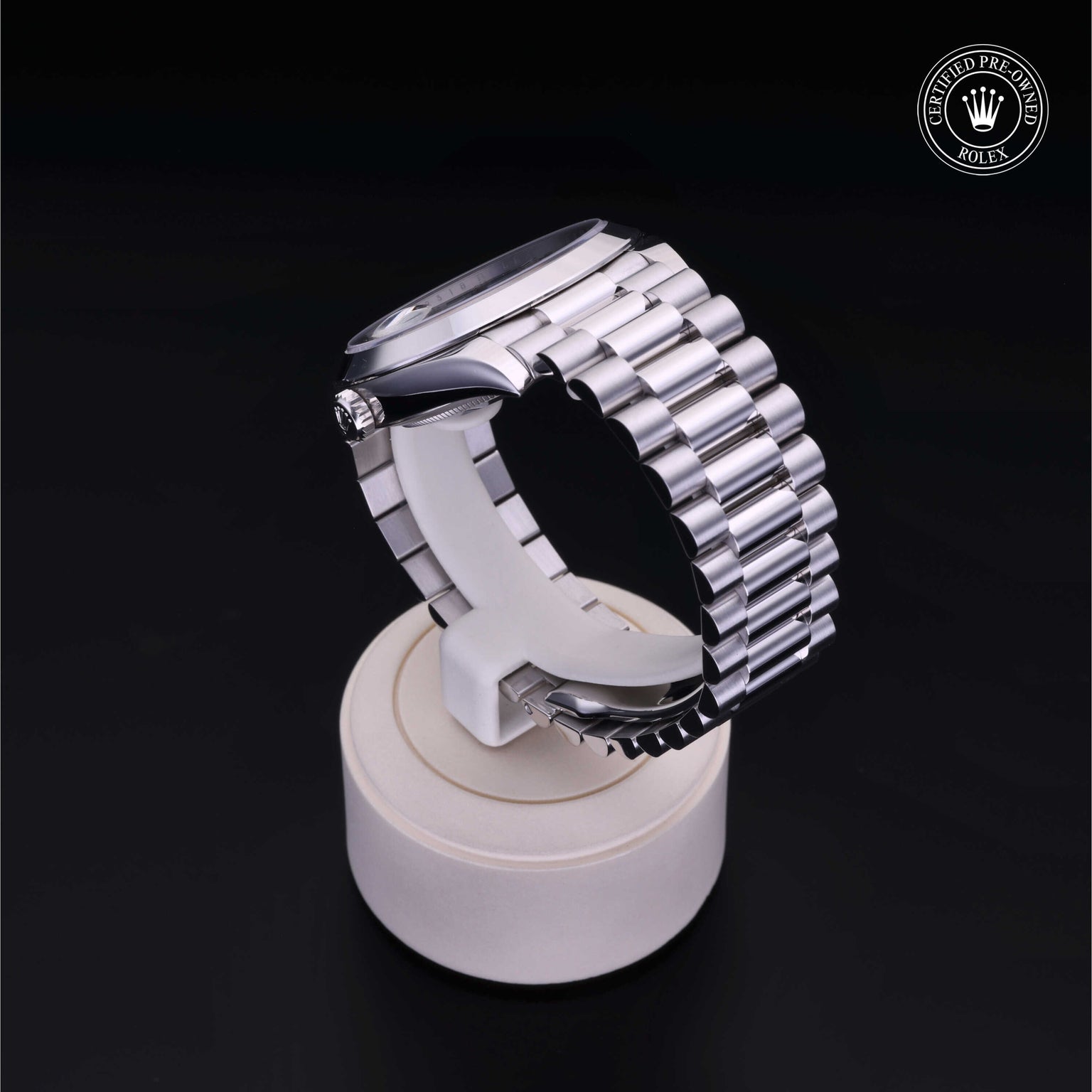 Rolex Certified Pre-owned Day-date M228206-0028 front on black background