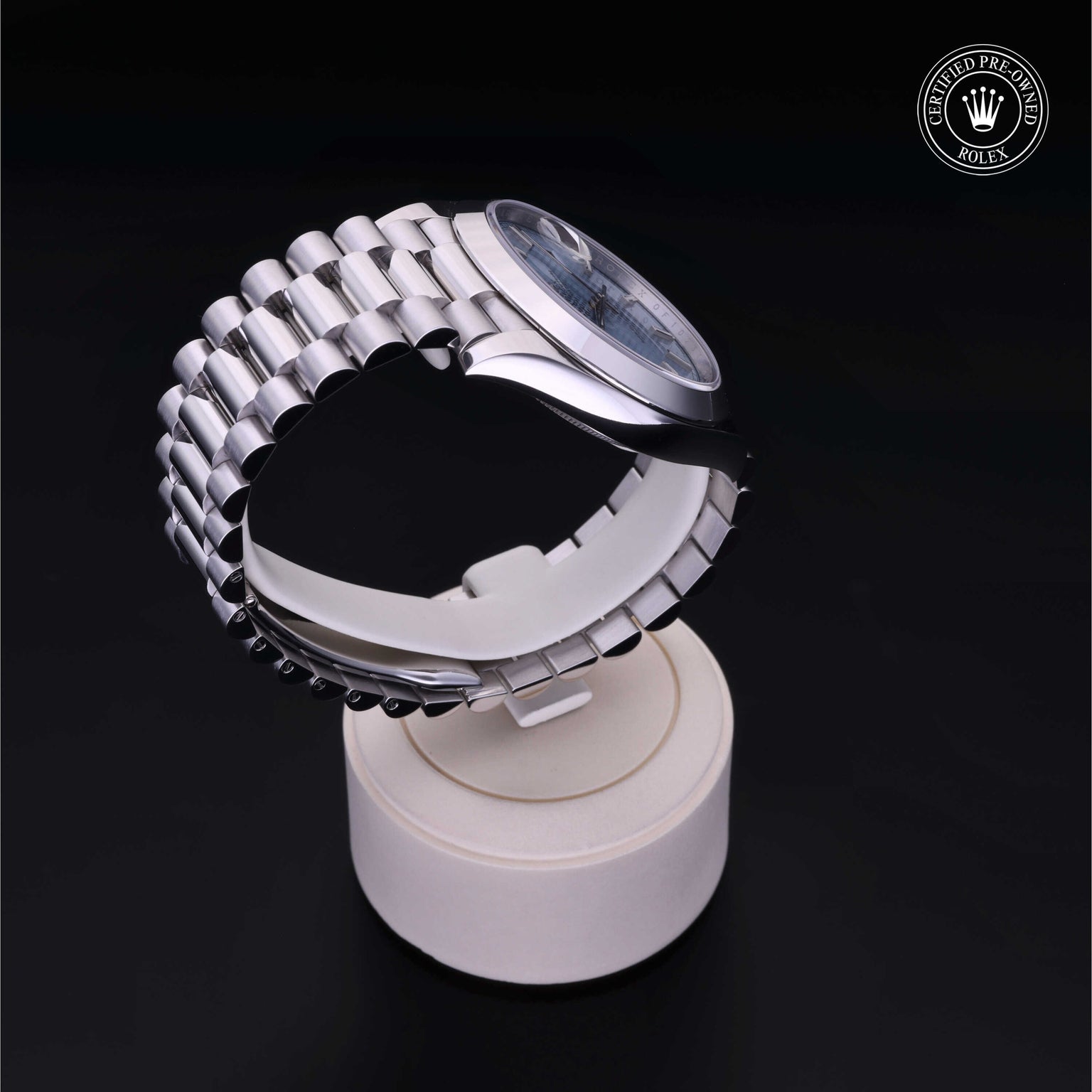 Rolex Certified Pre-owned Day-date M228206-0028 front on black background