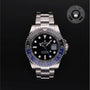 Rolex Certified Pre-owned GMT M126710BLNR-0003 front on black background