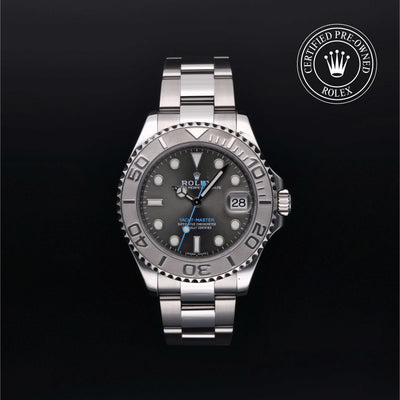 Rolex Certified Pre-owned Yacht-Master M268622-0002 front on black background