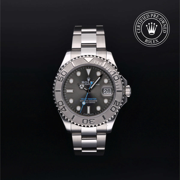 Rolex Certified Pre-owned Yacht-Master M268622-0002 front on black background