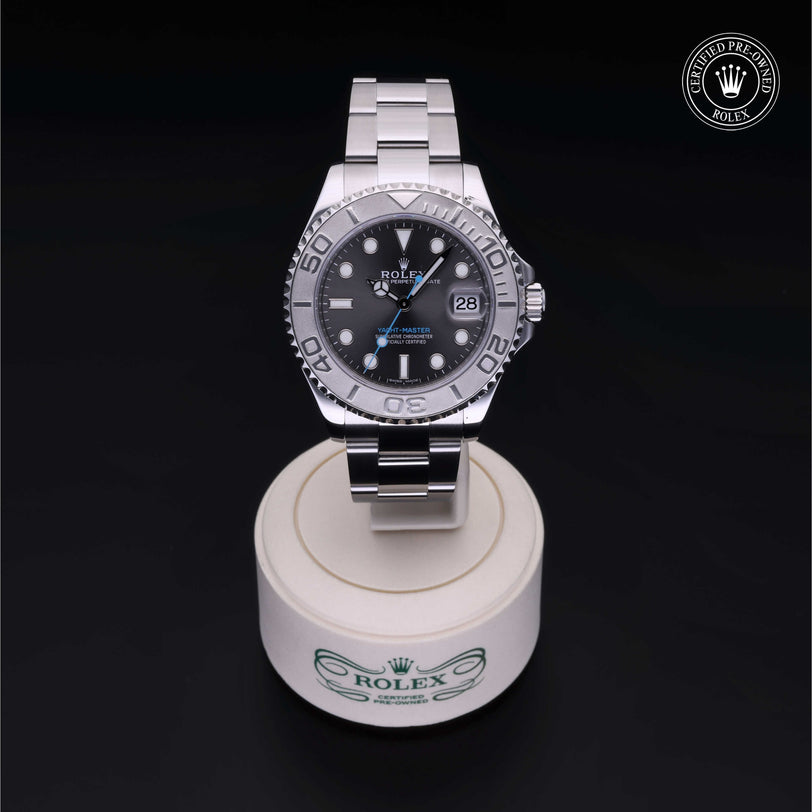 Rolex Certified Pre-owned Yacht-Master M268622-0002 front on black background