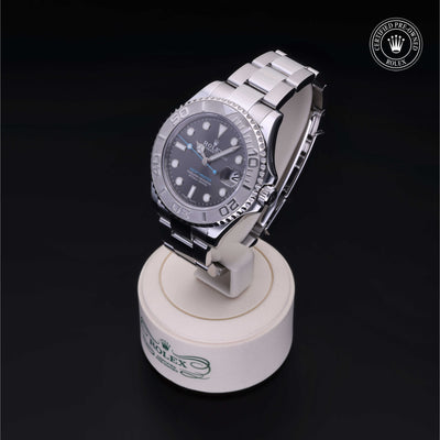 Rolex Certified Pre-owned Yacht-Master M268622-0002 front on black background
