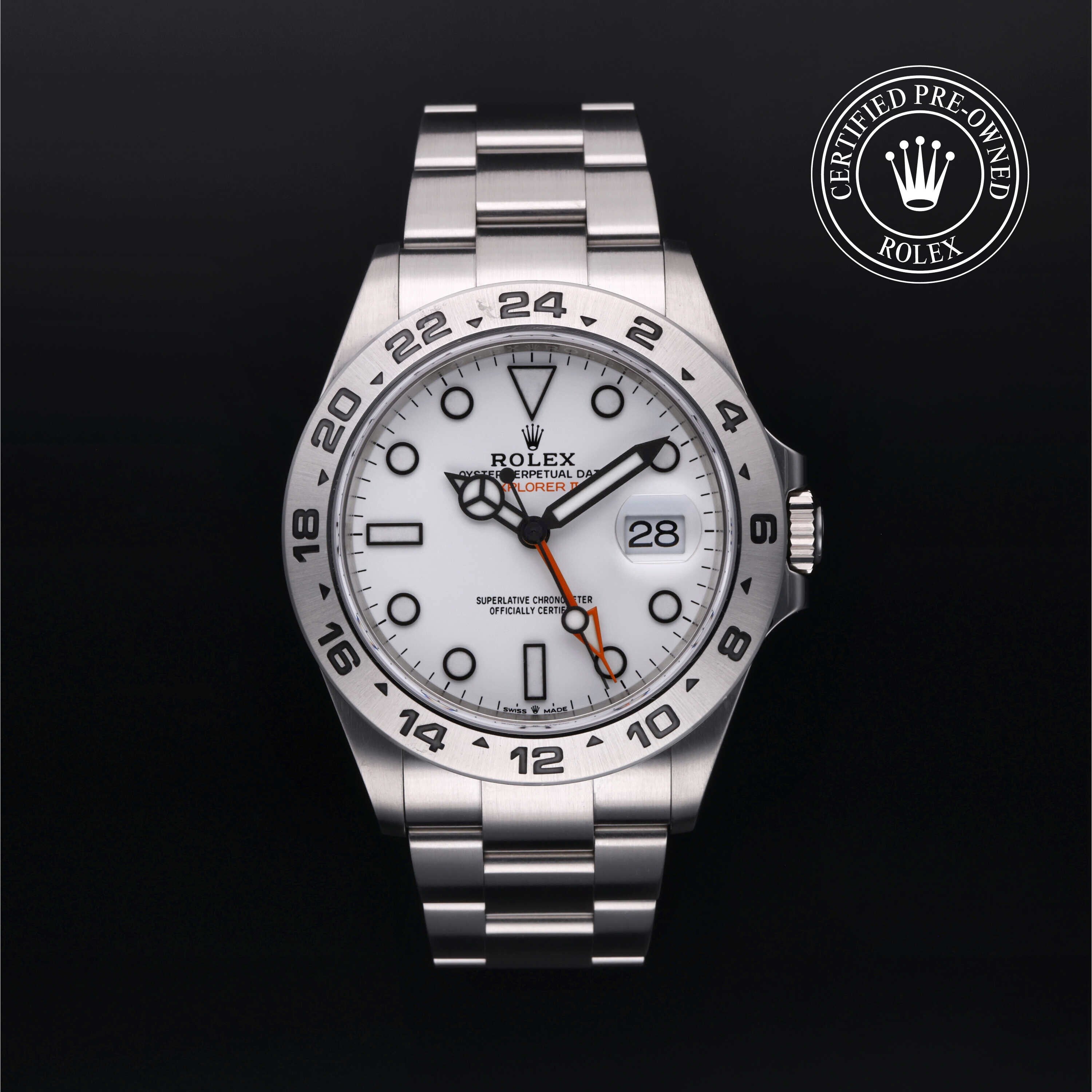 Rolex Certified Pre-owned Explorer M226570-0001 front on black background