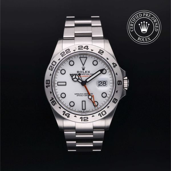 Rolex Certified Pre-owned Explorer M226570-0001 front on black background