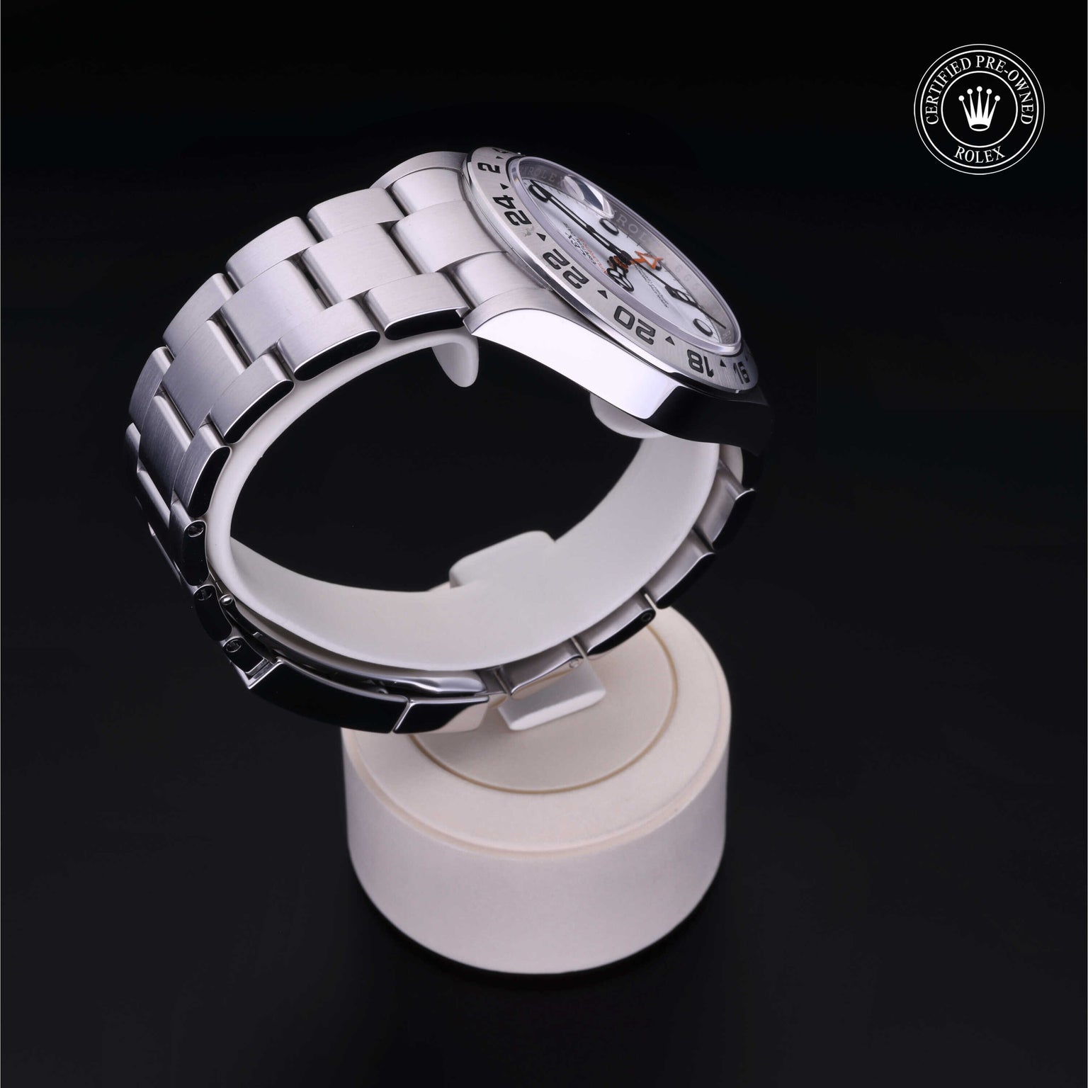 Rolex Certified Pre-owned Explorer M226570-0001 front on black background