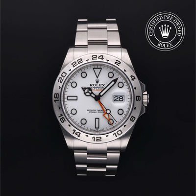 Rolex Certified Pre-owned Explorer M226570-0001 front on black background