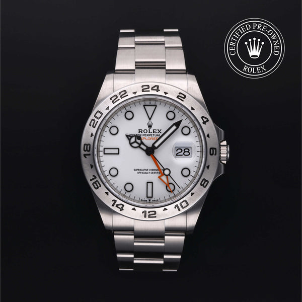 Rolex Certified Pre-owned Explorer M226570-0001 front on black background