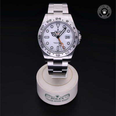 Rolex Certified Pre-owned Explorer M226570-0001 front on black background
