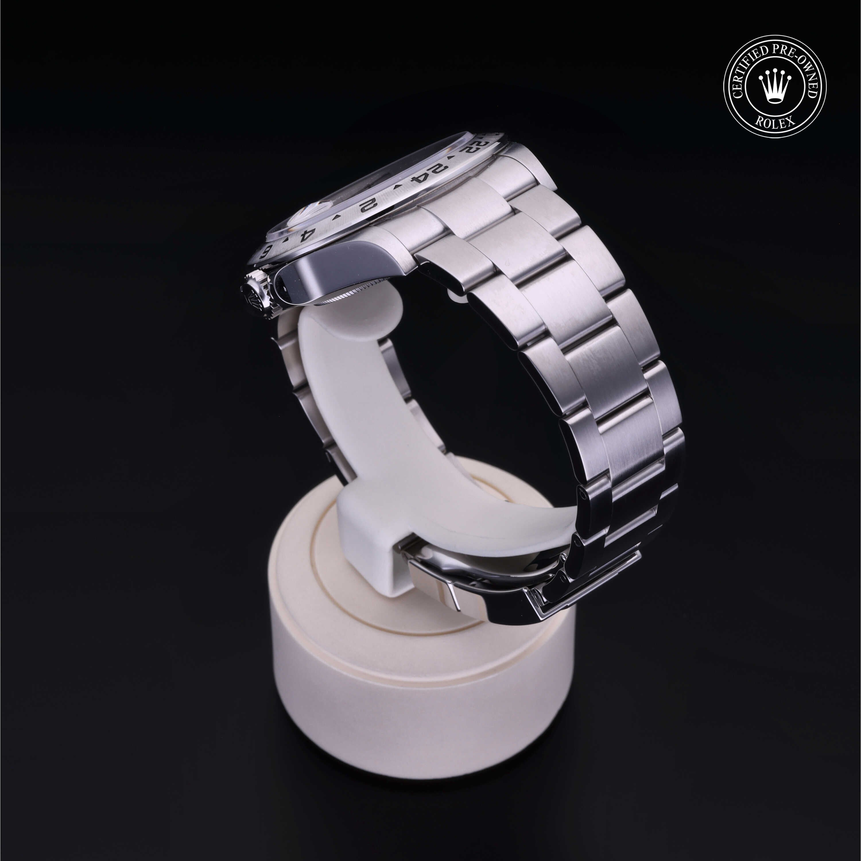 Rolex Certified Pre-owned Explorer M226570-0001 front on black background