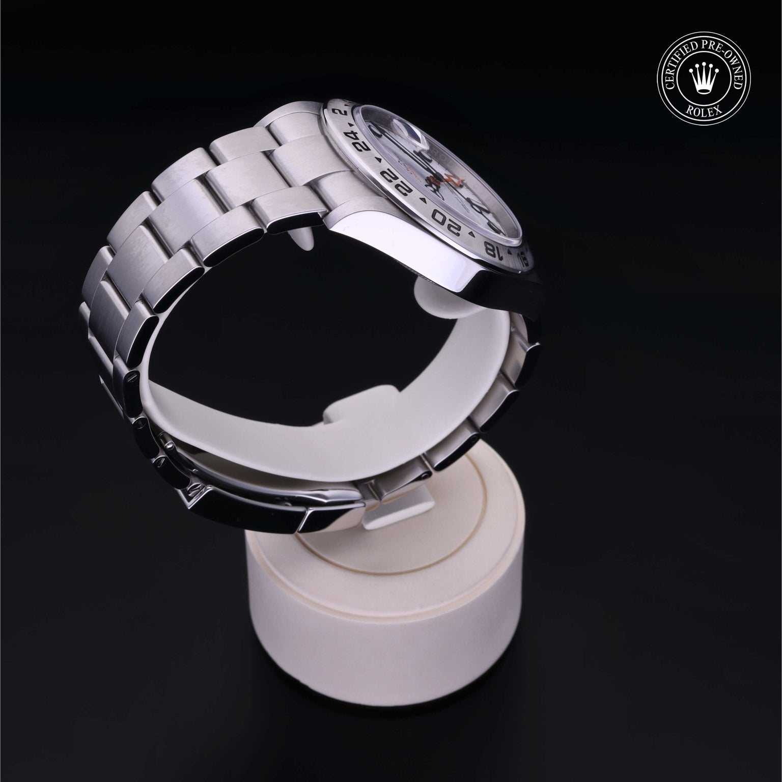 Rolex Certified Pre-owned Explorer M226570-0001 front on black background