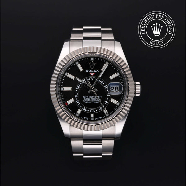 Rolex Certified Pre-owned Sky-Dweller M326934-0005 front on black background