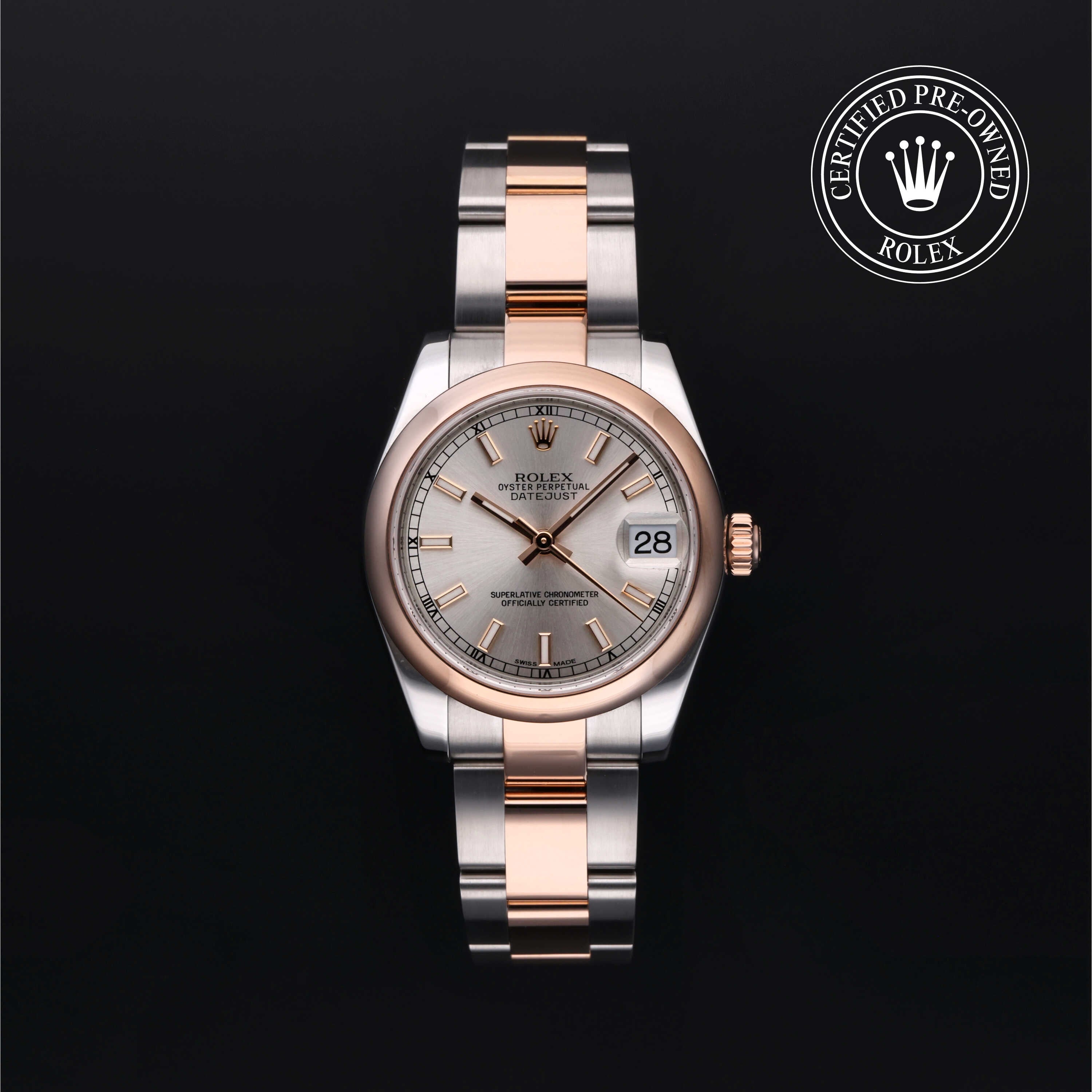 Rolex Certified Pre-owned Lady Datejust M178241-0002 front on black background