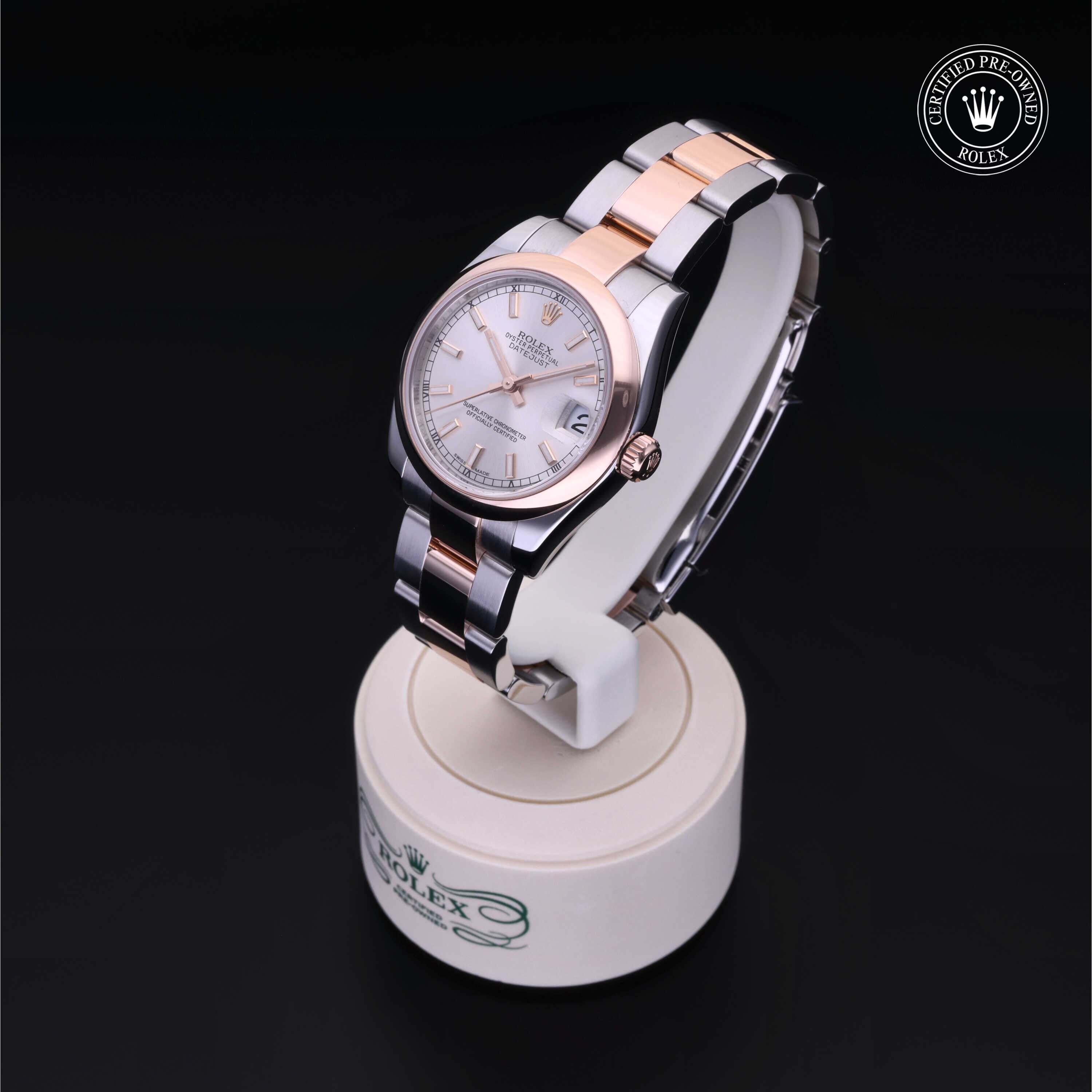 Rolex Certified Pre-owned Lady Datejust M178241-0002 front on black background