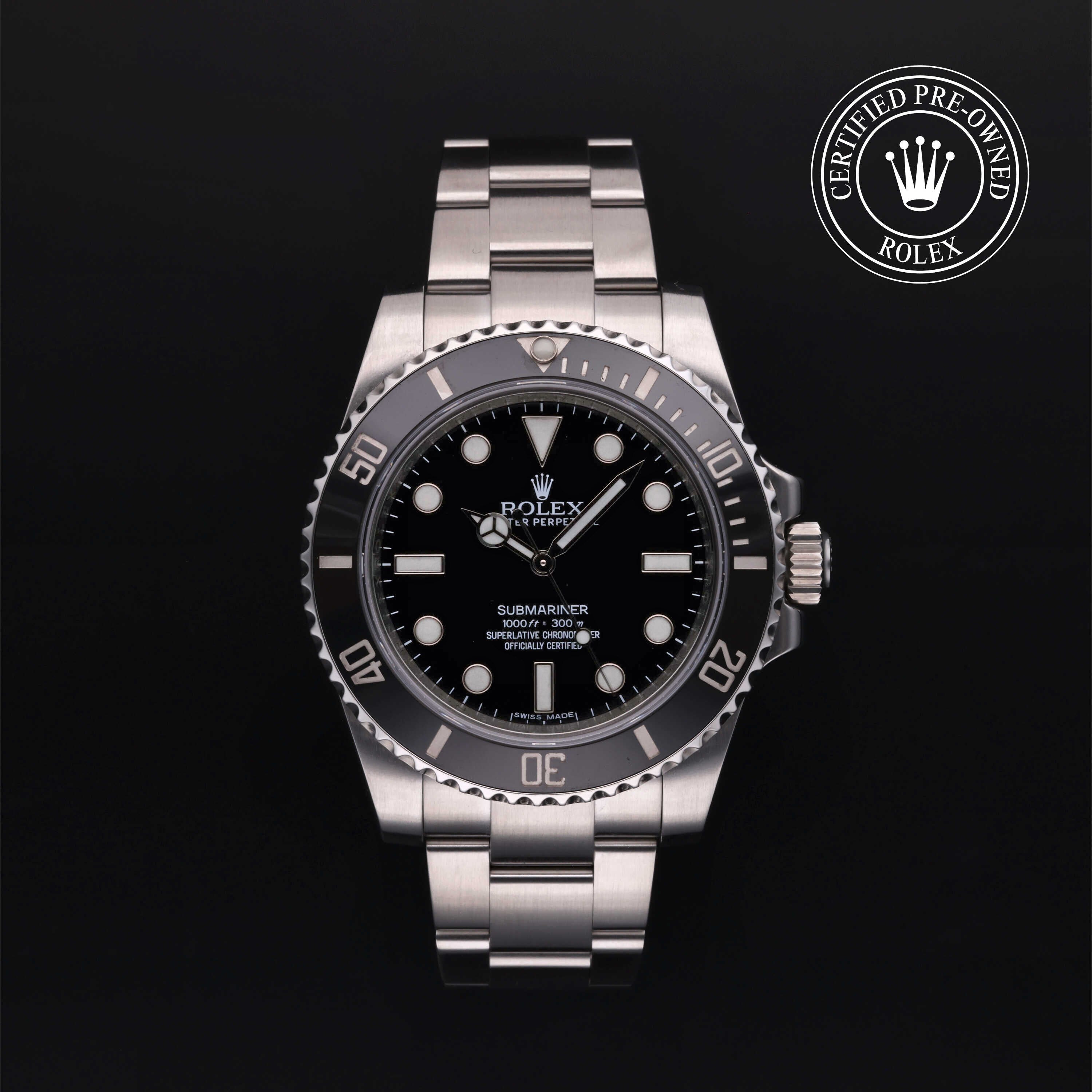Rolex Certified Pre-owned Submariner M114060-0002 front on black background