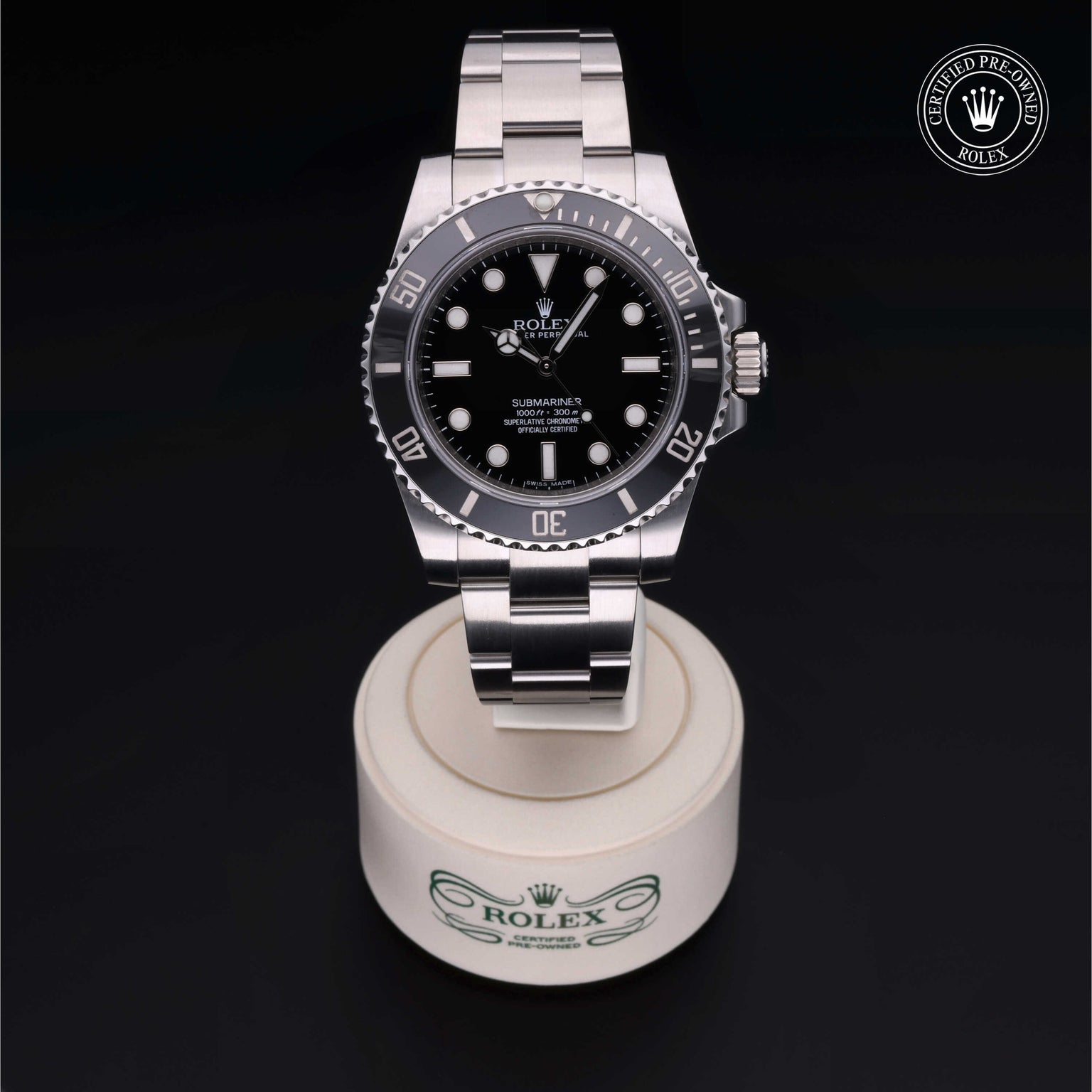 Rolex Certified Pre-owned Submariner M114060-0002 front on black background
